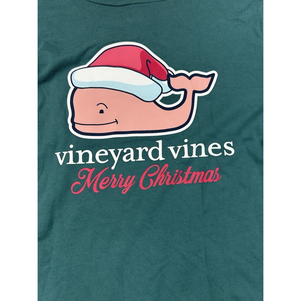 Vineyard Vines Merry Christmas Shirt Mens Large Green Long Sleeve #0115